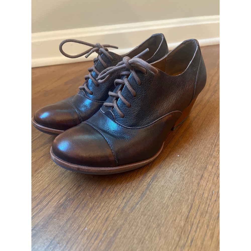 Kork-Ease Estella Cap Toe Ankle Boot Lace Up Size 7 Brown Preppy Academia
